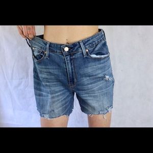 Levi’s Distressed High Rise Blue Denim Jean Shorts